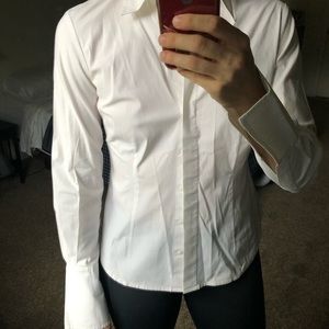 White button up with statement sleeves